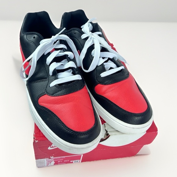 Size 10 - Nike Ebernon Low Black Habanero Red Aq1775-004 W/box - Picture 3 of 14